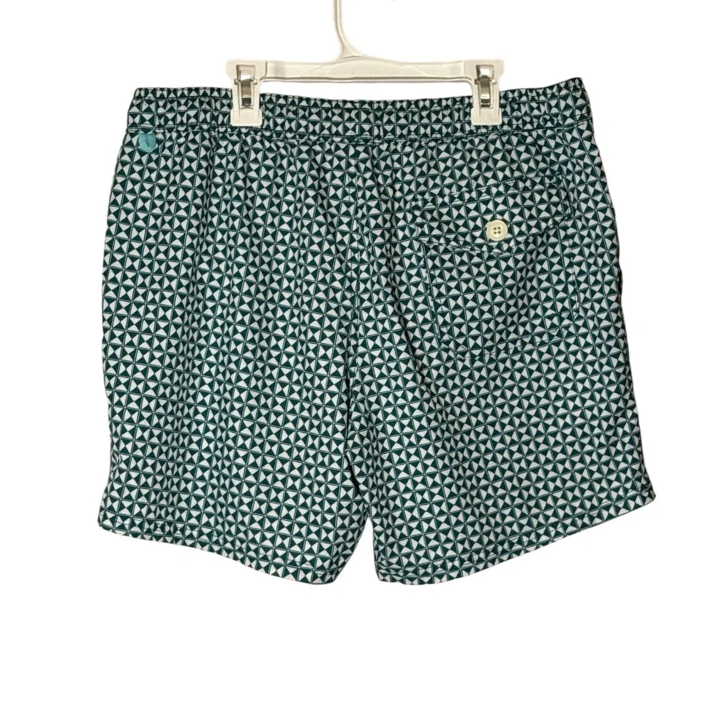 J. Crew  Swim Trunks with Geometric Pattern green and white - Picture 2 of 9